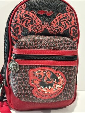 NWT Ed Hardy Cat Out Of Hell Men’s Crossbody Bag.